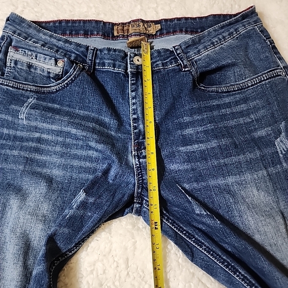 XIOS Denim Men's Blue Jeans Cotton Blend Size W36xL30 Distressed - Picture 5 of 6